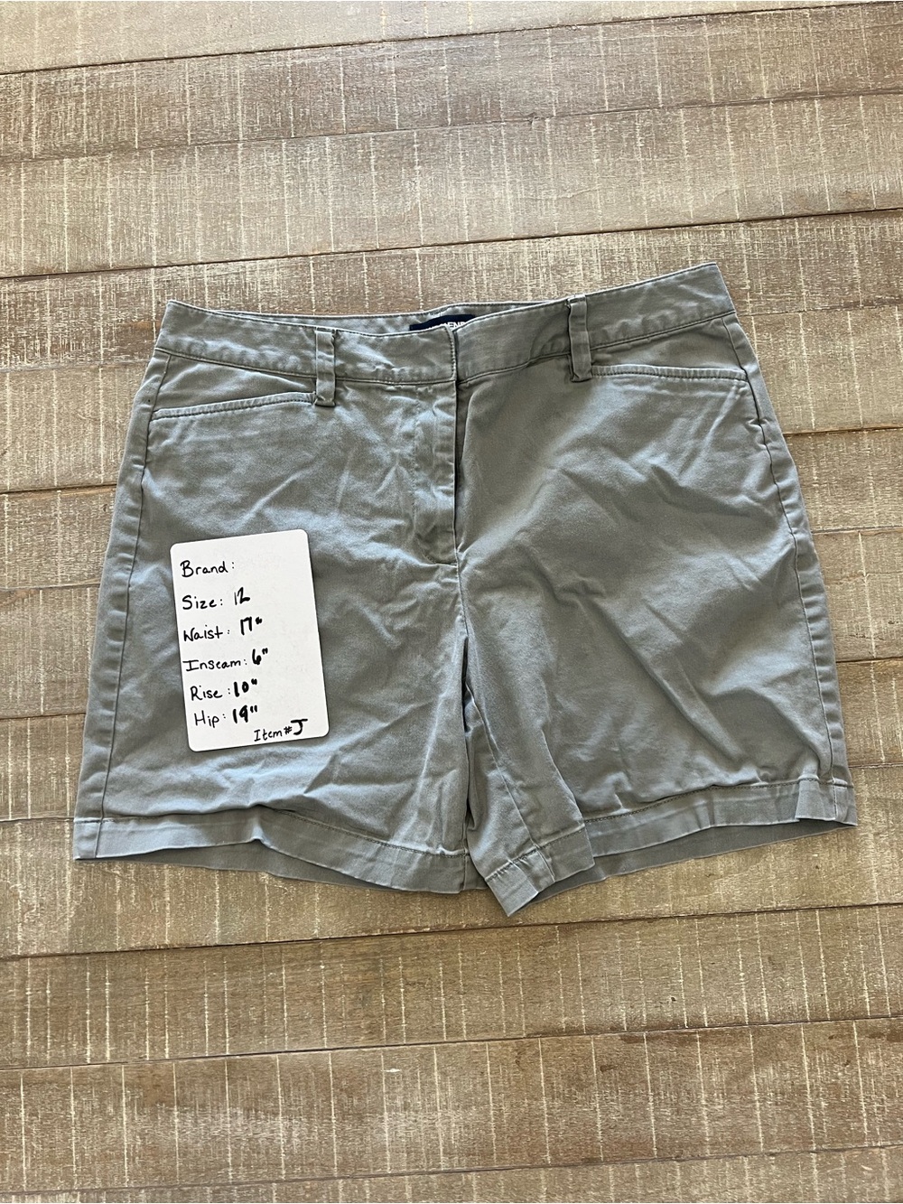 Lands End Classic Women's High-Rise Cotton Shorts Gray/Green Size 12